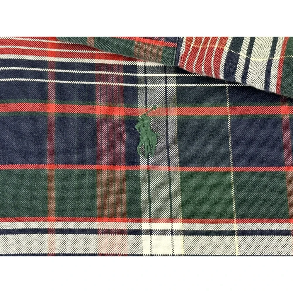 Ralph Lauren Plaid Shirt Mens‎ Medium Green Heavy Cotton Preppy Y2K Polo